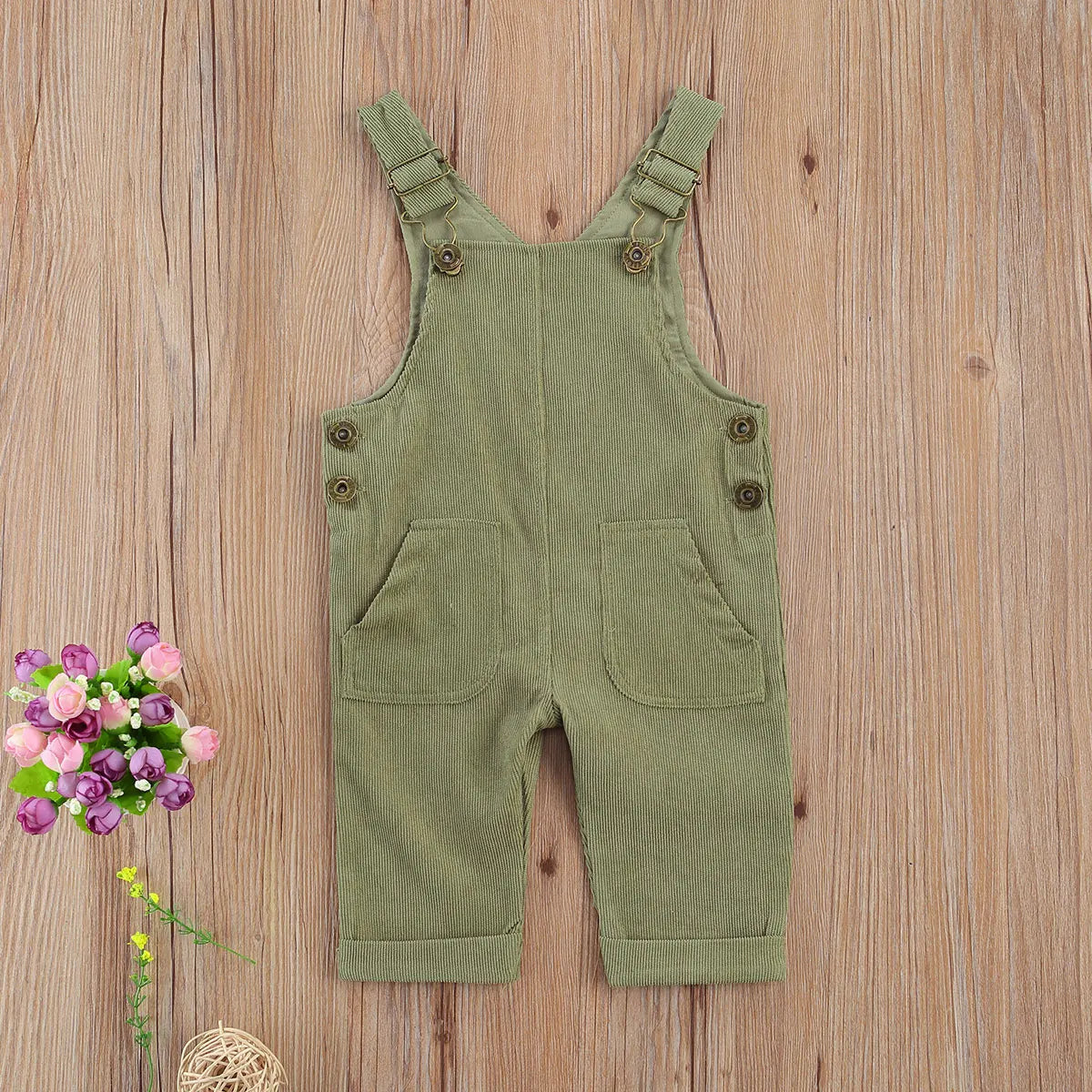 Corduroy Overalls with Straps & Pockets