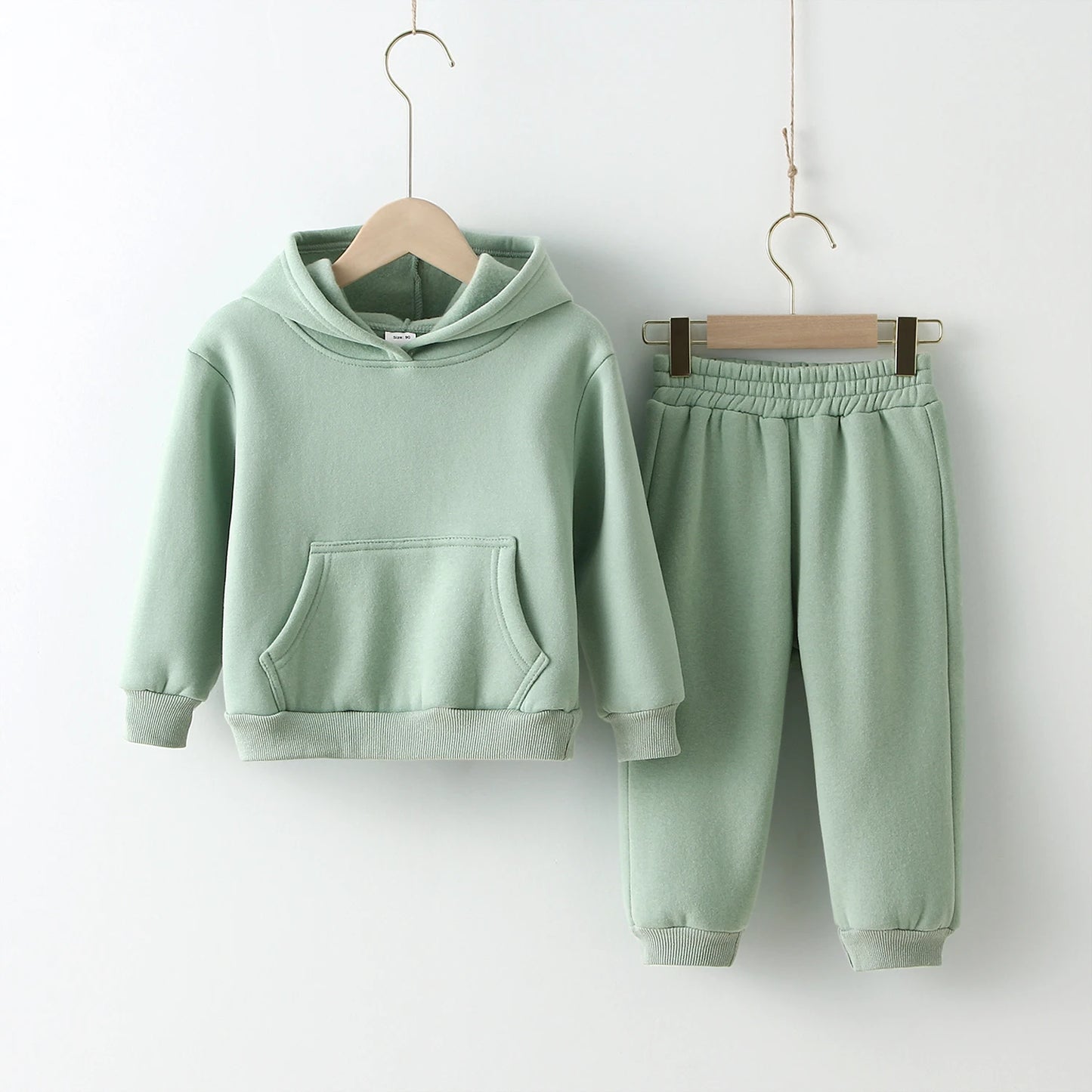 Fleece Pullover Hooded Top And Matching Pants Set