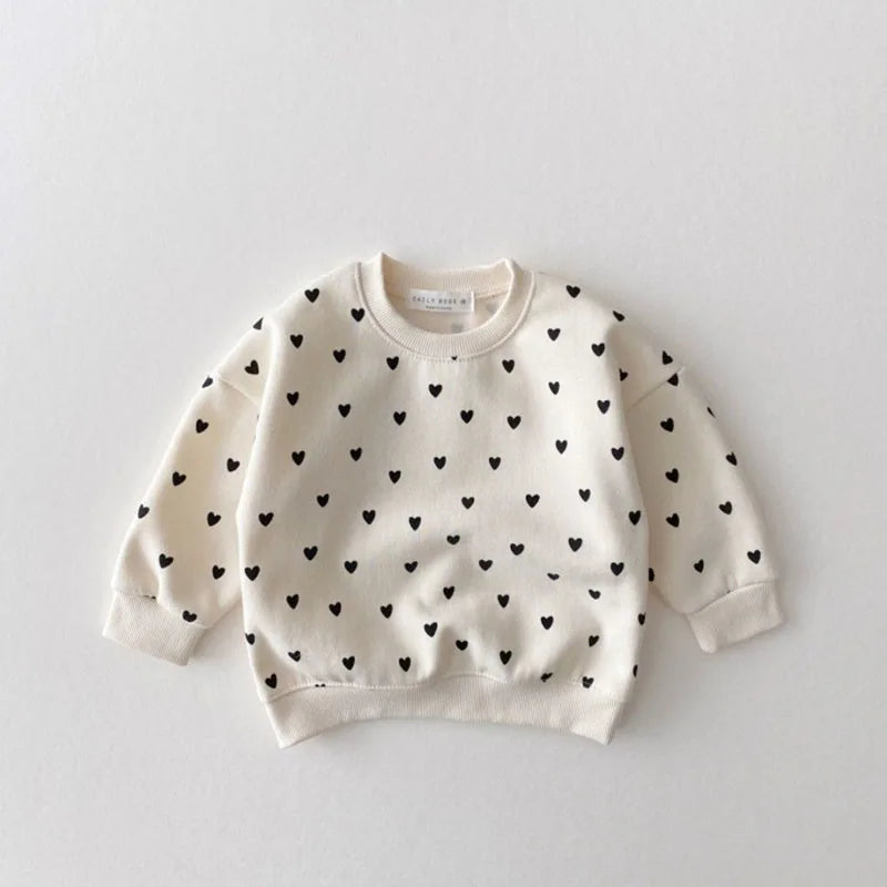 Heart Print Baby Hoodie & Pants Set