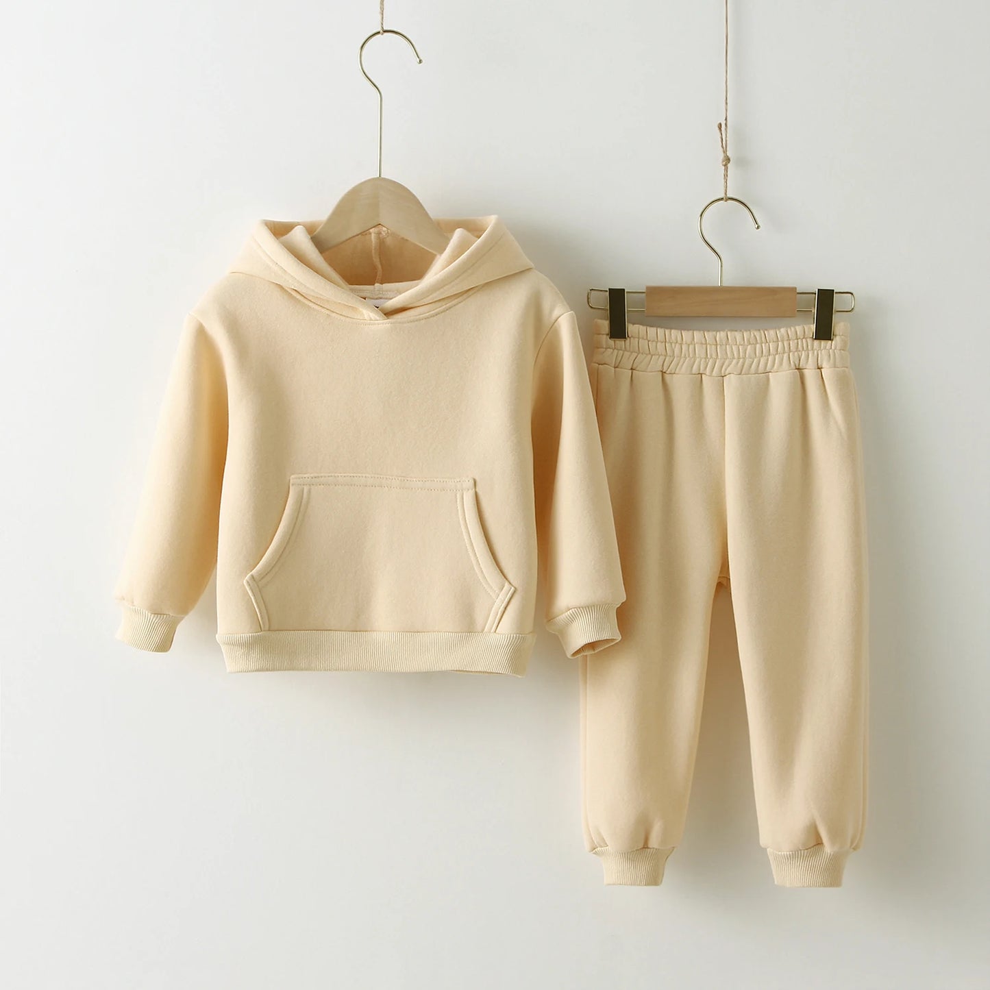 Fleece Pullover Hooded Top And Matching Pants Set
