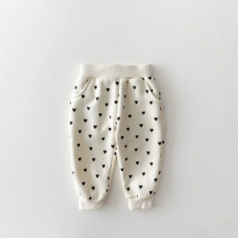 Heart Print Baby Hoodie & Pants Set