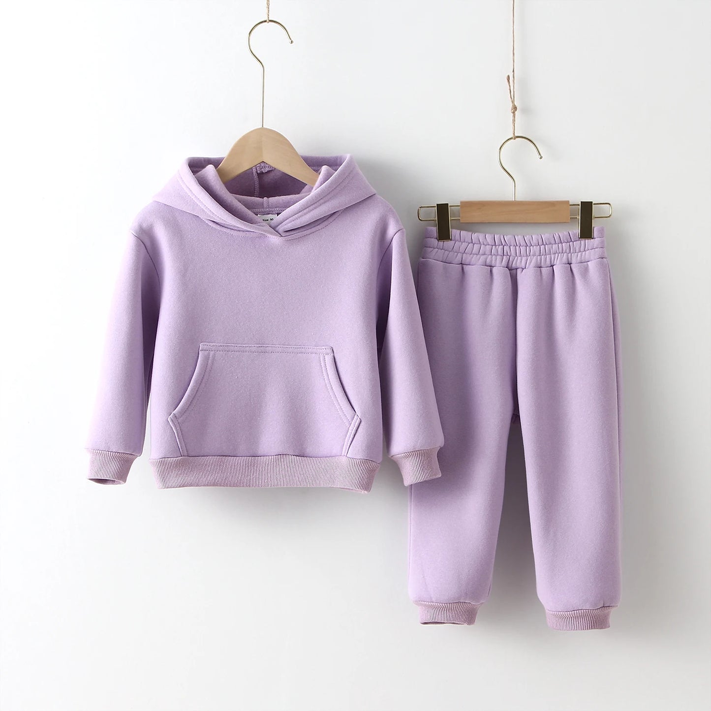 Fleece Pullover Hooded Top And Matching Pants Set