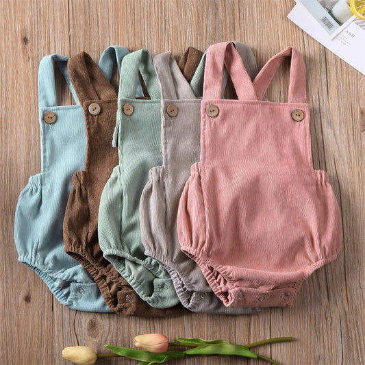 Adorable Baby Romper – Soft Corduroy Sleeveless Jumpsuit
