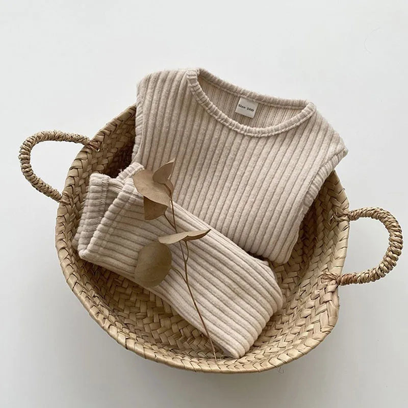 Cotton and Cashmere Knit Sweater Top And Leggings Set