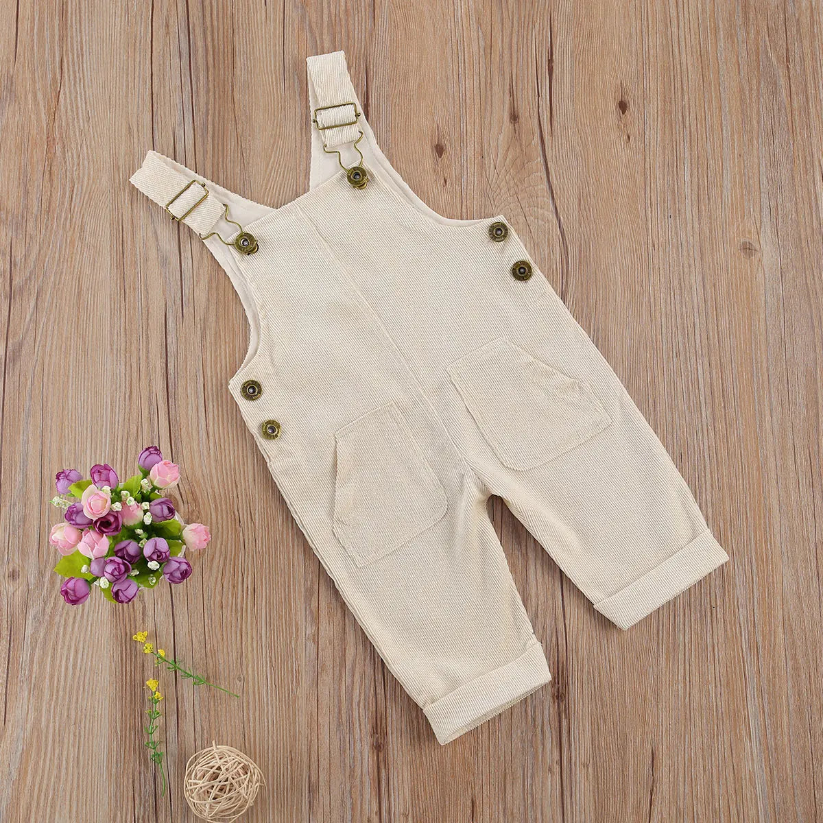 Corduroy Overalls with Straps & Pockets