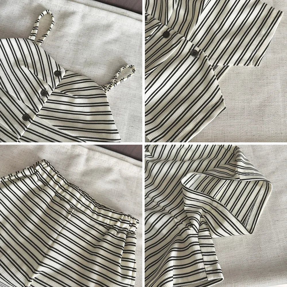 Sleeveless Striped Top & Matching Shorts Set