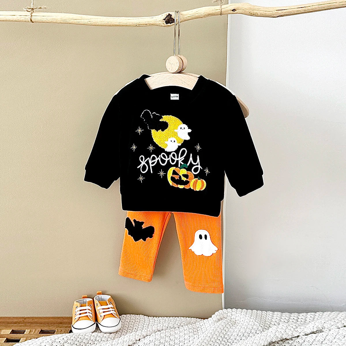 Baby Halloween Pumpkin/Ghost Pullover T-Shirt & Pants Set