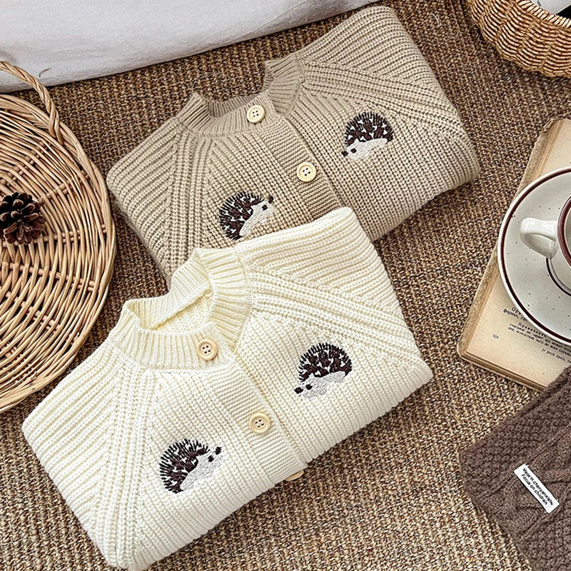 Soft Knit Hedgehog Embroidery Baby Romper