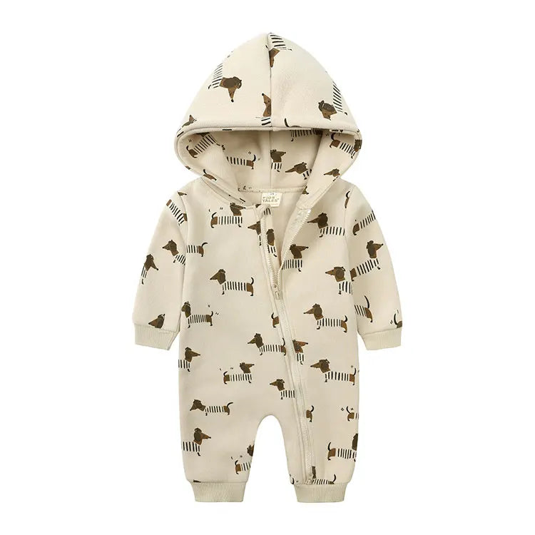 Soft Cotton Hooded Zipper Romper