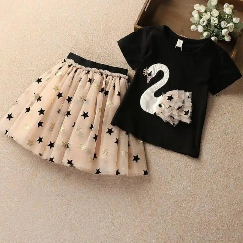 Swan T-Shirt & Skirt Set