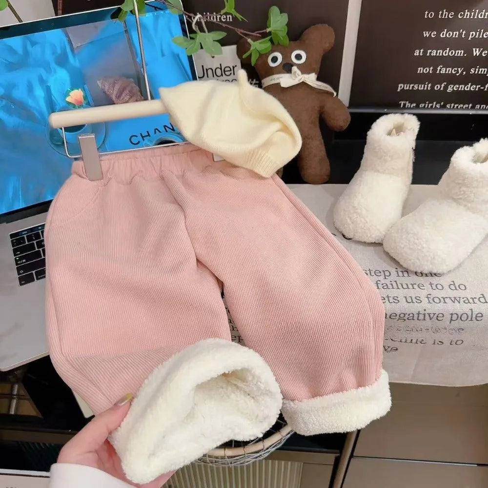 Thickened Checkered Children's Pants