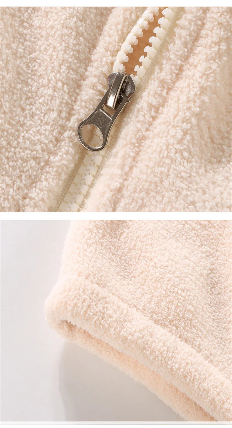 Warm Freece Plush Thickened Cardigan Top & Pants Set