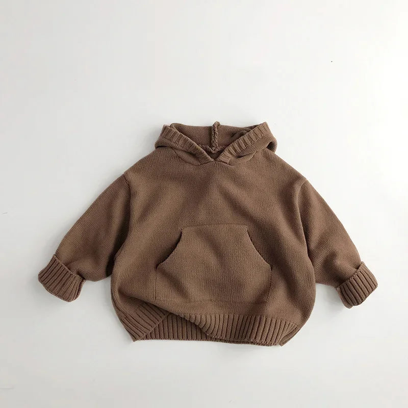 Cozy Hooded Knit Soft Cotton Pullover