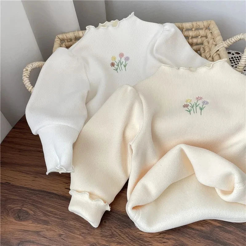 Girls Cotton Embroidery Warm Top