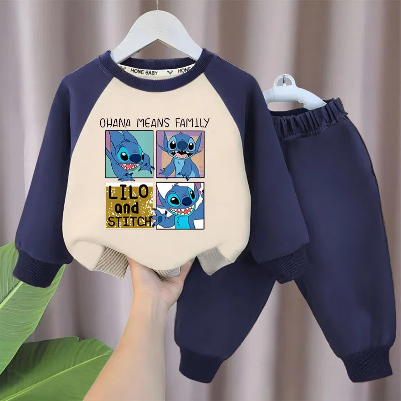 Stitch Sweatshirt & Pants Set - 100% Cotton