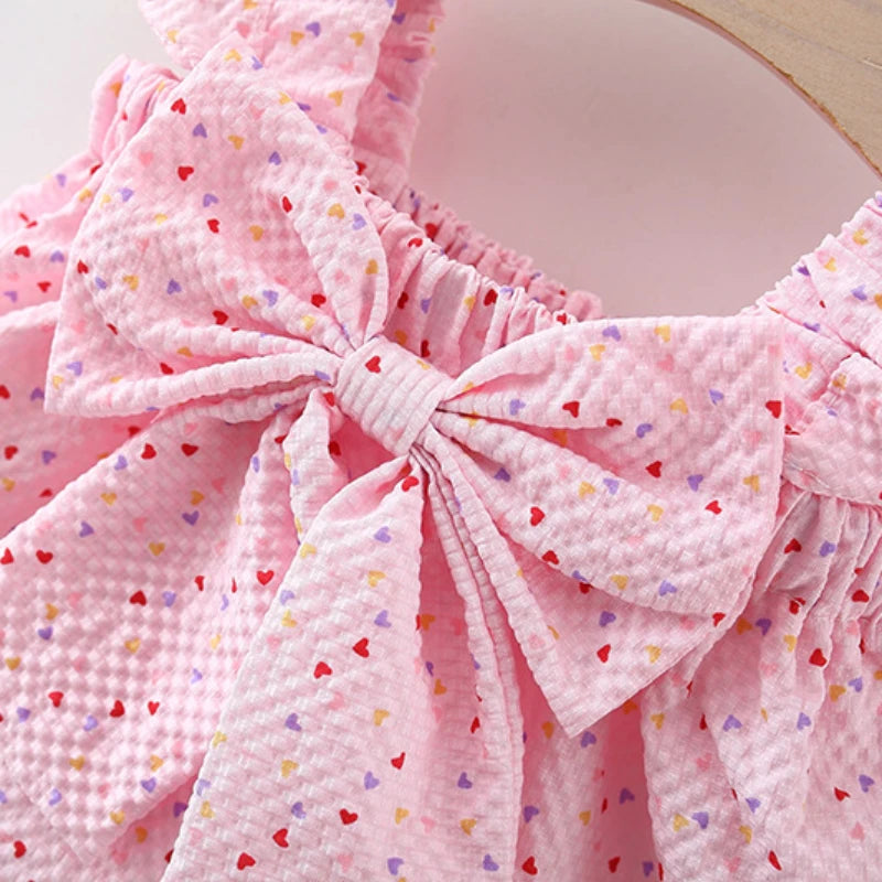 Colorful Dotted Flying Sleeve With Shorts Set