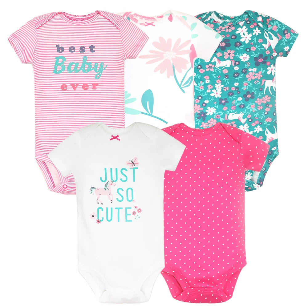 100% Cotton Cartoon Bodysuit Set (5pcs)