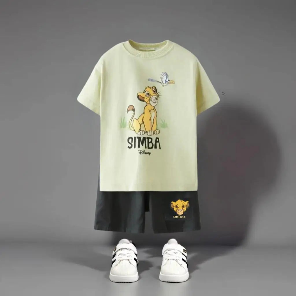 Premium 100% Cotton Simba T-Shirt & Shorts Set