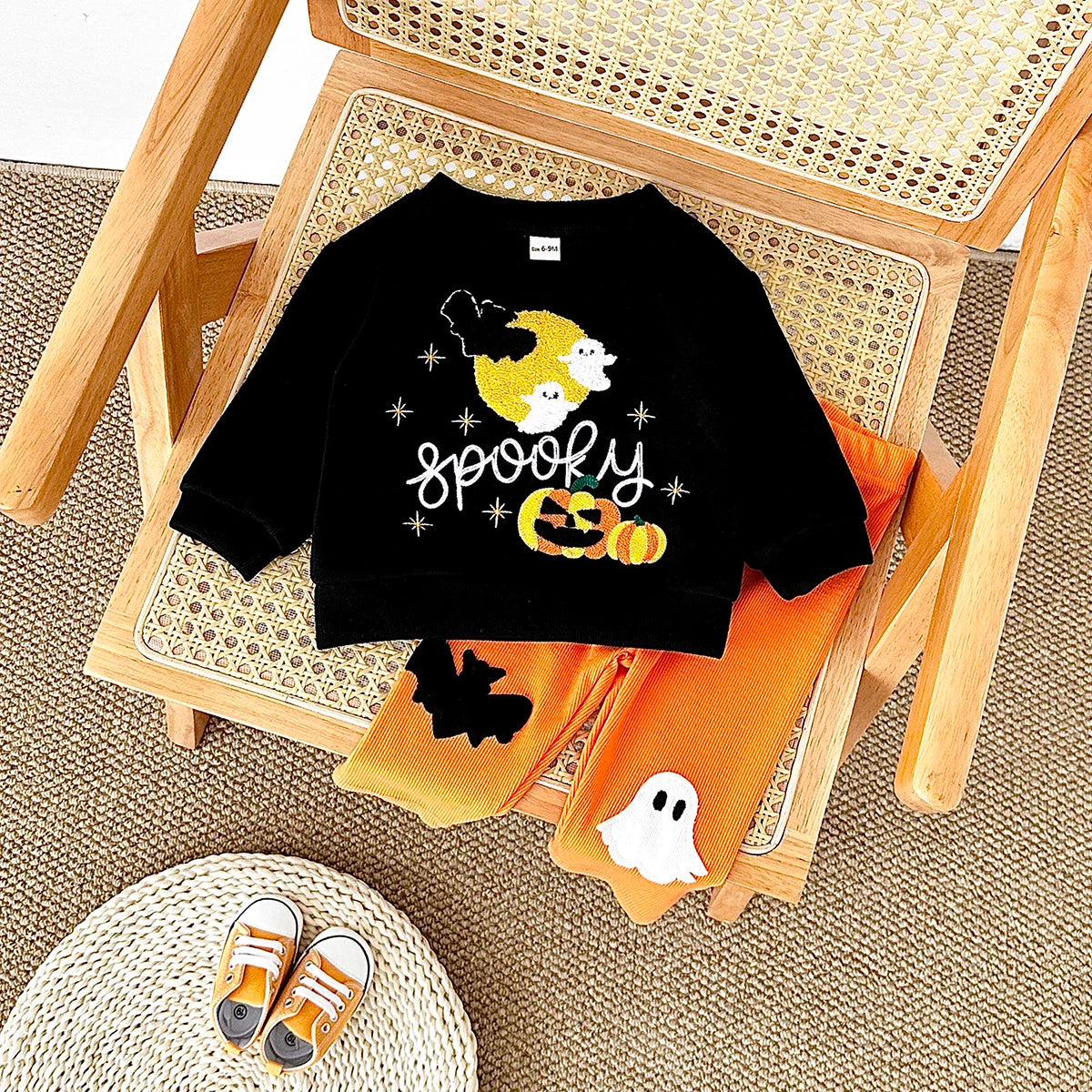 Baby Halloween Pumpkin/Ghost Pullover T-Shirt & Pants Set
