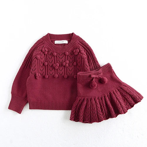 Elegant Knitted Pullover Sweater & Skirt Set