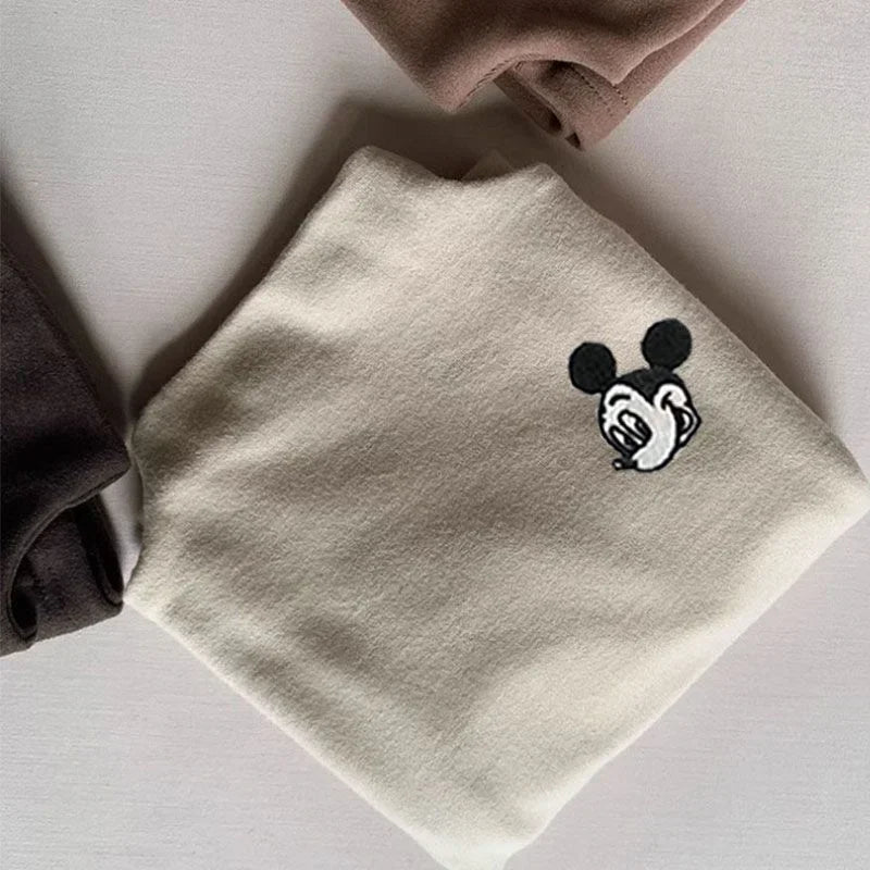 Mickey Mouse Soft Cotton Turtleneck Warm Fleece Tee