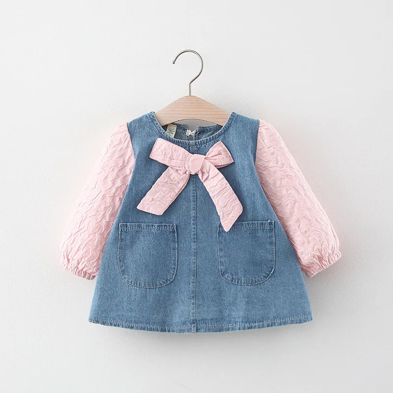 Girl Bow Denim Dress – Adorable Spring & Fall Outfit