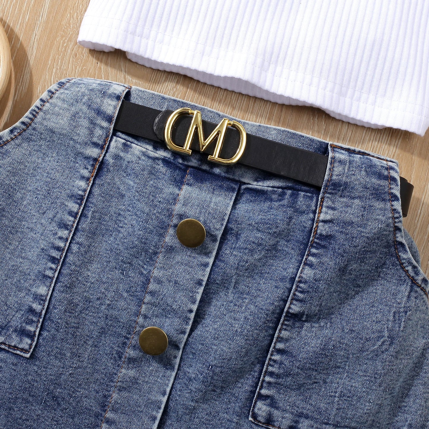 Vest Top & Denim Skirt Set
