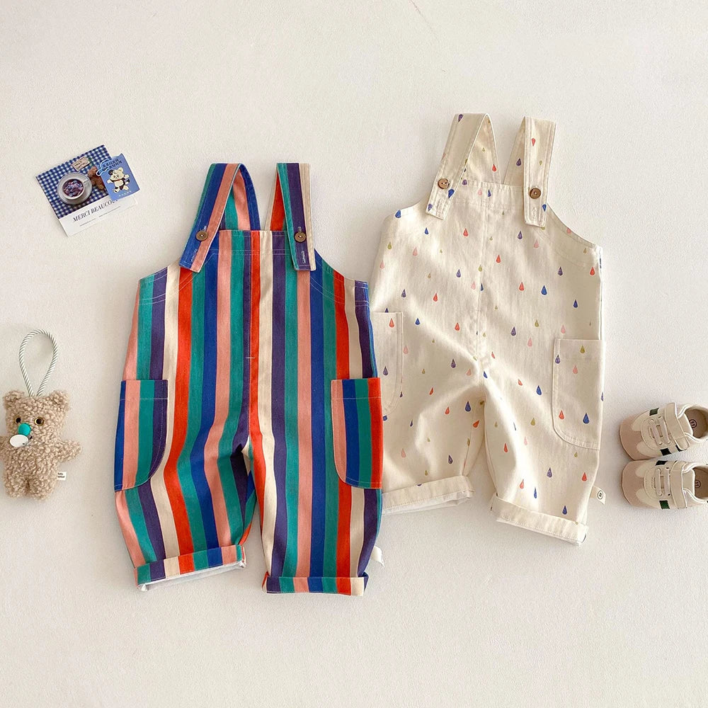 Spring Kids Fashion Overalls - Polka Dot & Striped Jumpsuits!