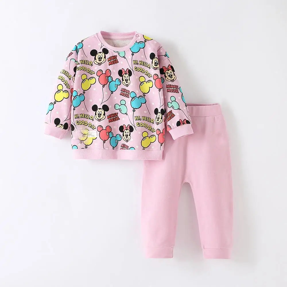 Playful Cartoon Baby Sweatshirt & Trousers 2pcs Set