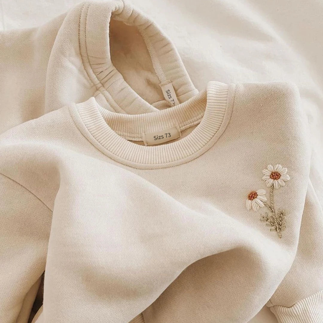 Soft fleece Flower Tracksuit Set