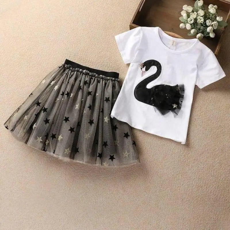 Swan T-Shirt & Skirt Set
