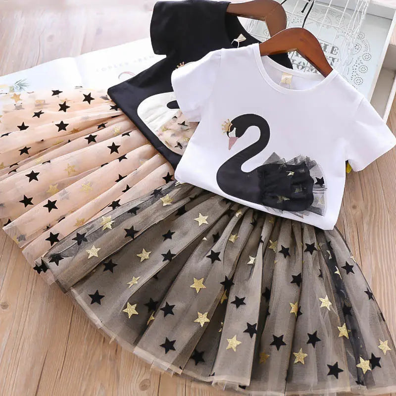 Swan T-Shirt & Skirt Set