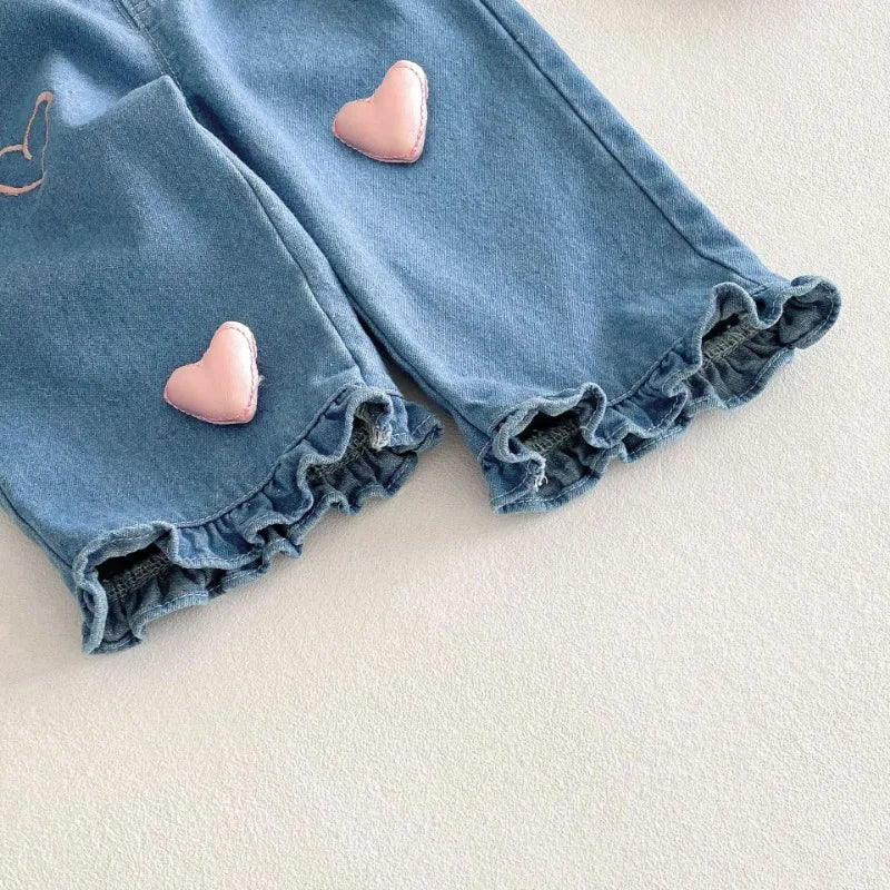 Cute Love Heart Denim Pants