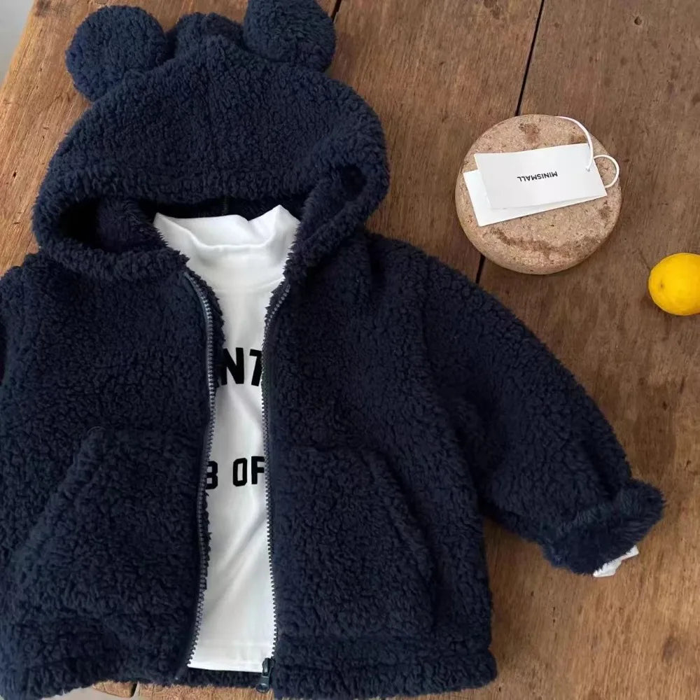 Teddy Bear Plush Hooded Zipper Sweater