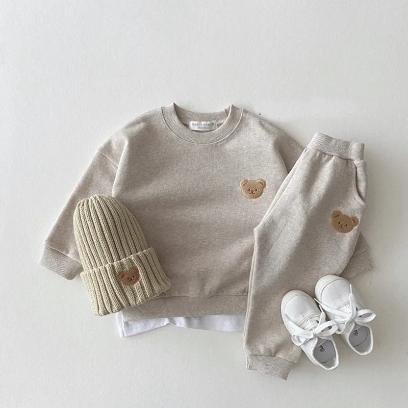 Cute Bear Sweatshirt & Trousers Set