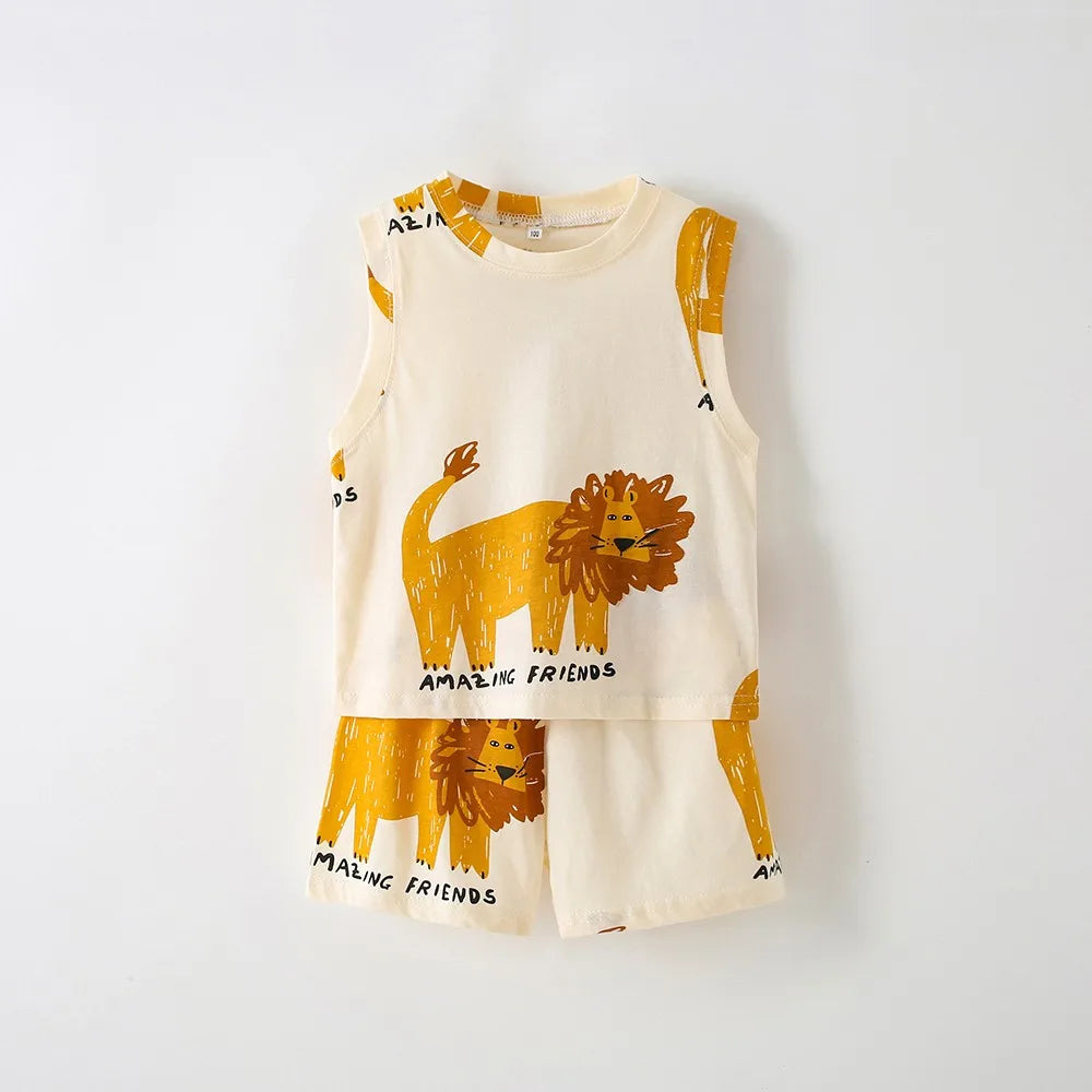 Sleeveless Top & Short 100% Cotton Set