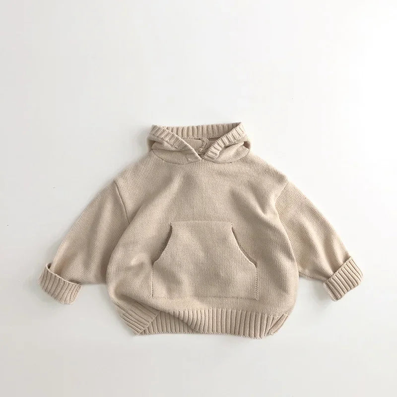 Cozy Hooded Knit Soft Cotton Pullover