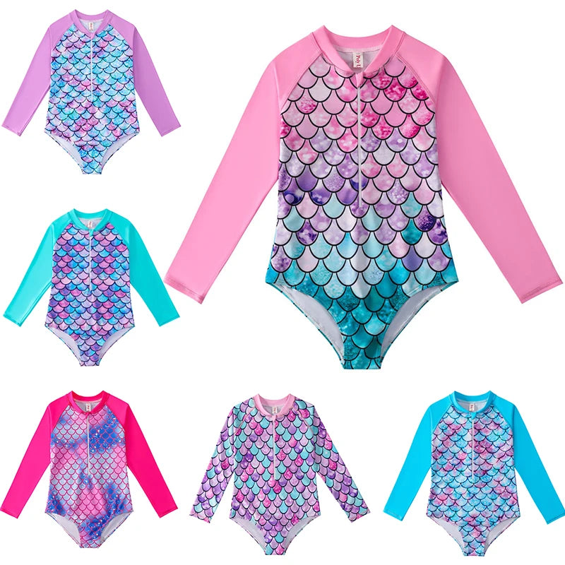 Premium Mermaid Long-Sleeve Swimsuit – Magical & Comfortable!