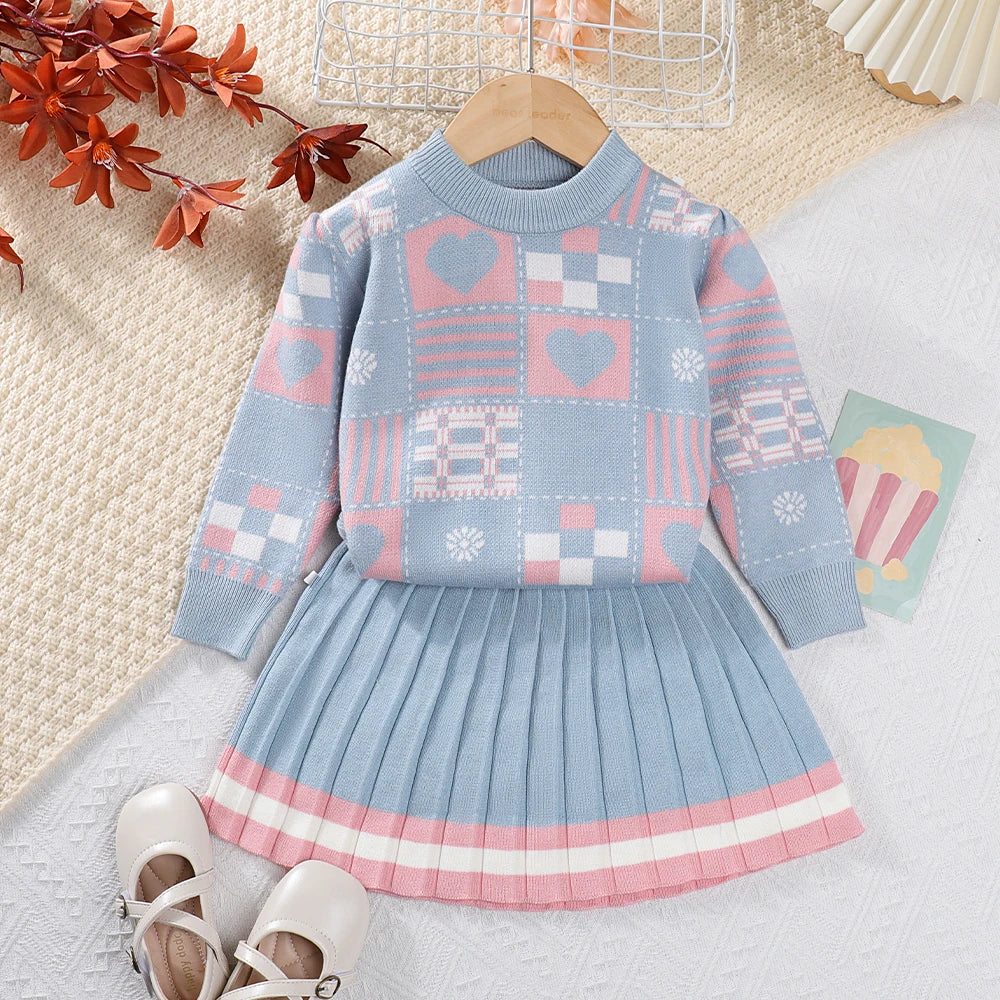 Thick Knit Pullover & Skirt Set
