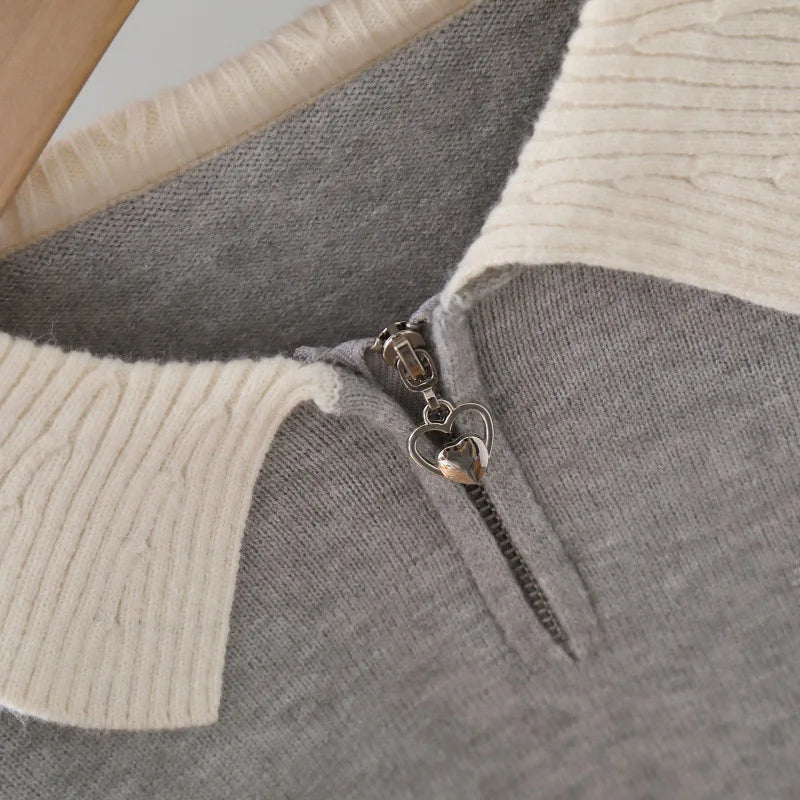 Knitted Polo Shirt And Straight Pants Set