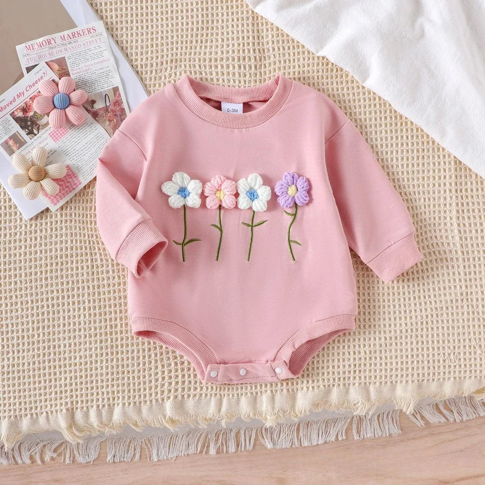 Knitted Flower Sweet and Cute Jumpsuit