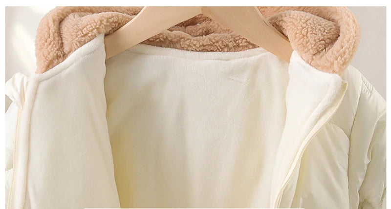 Winter Baby Thickened Jumpsuit Fur Lining Hooded Warm Fleece Quilted Outwear