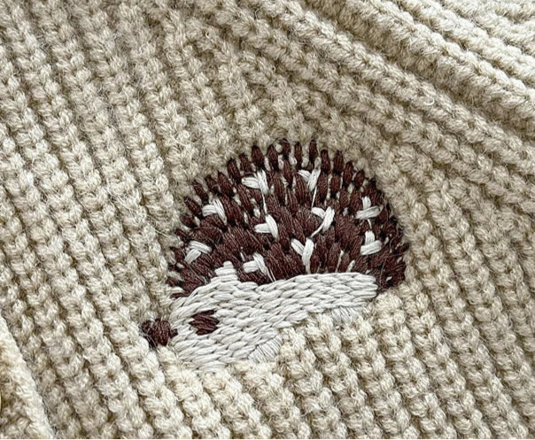 Soft Knit Hedgehog Embroidery Baby Romper