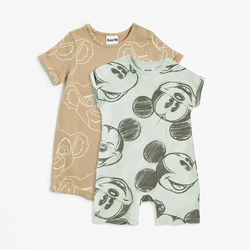 2-Piece 100% Cotton Mickey Mouse & Simba Baby Rompers