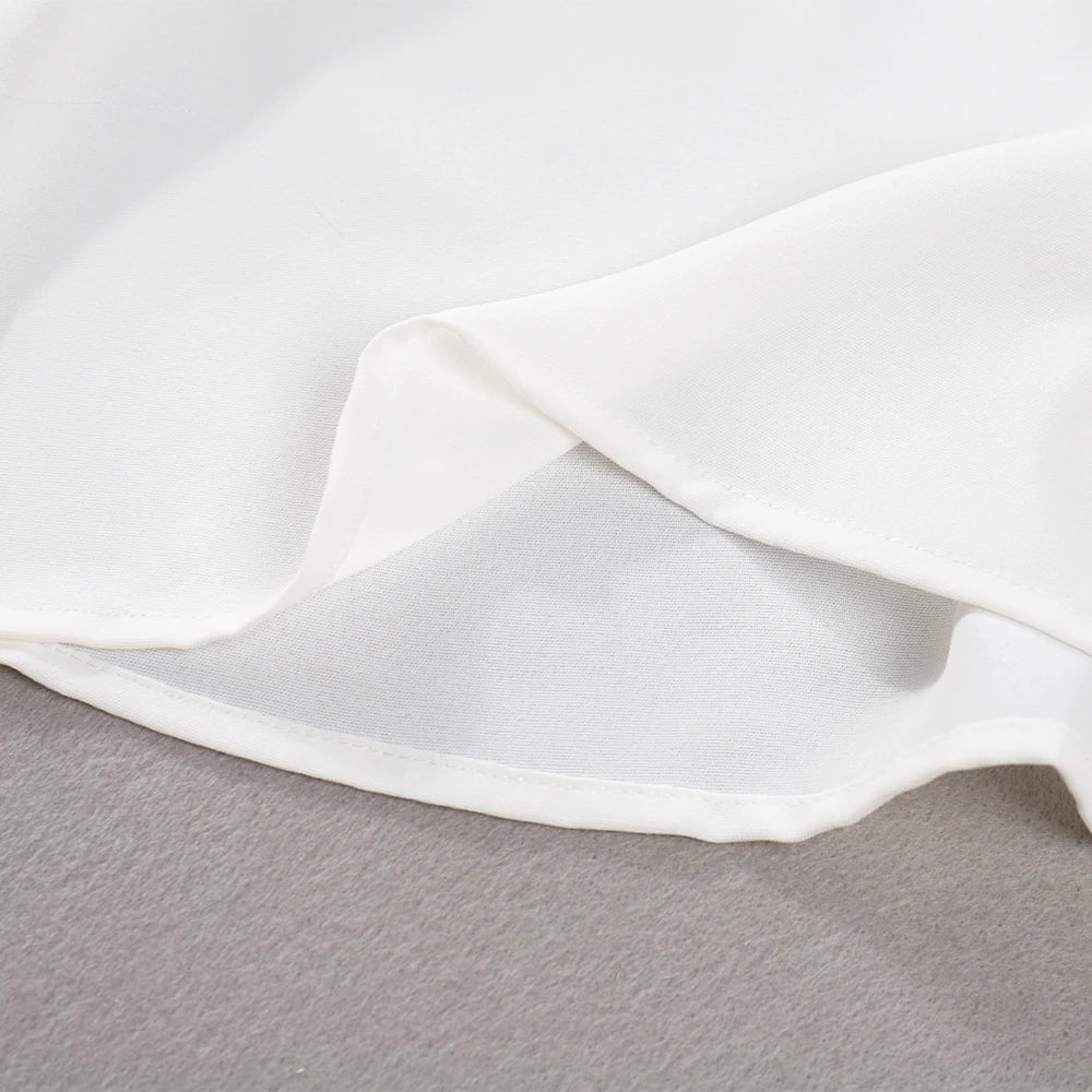 Stylish Girl's White Top With Ruffled Round Neck