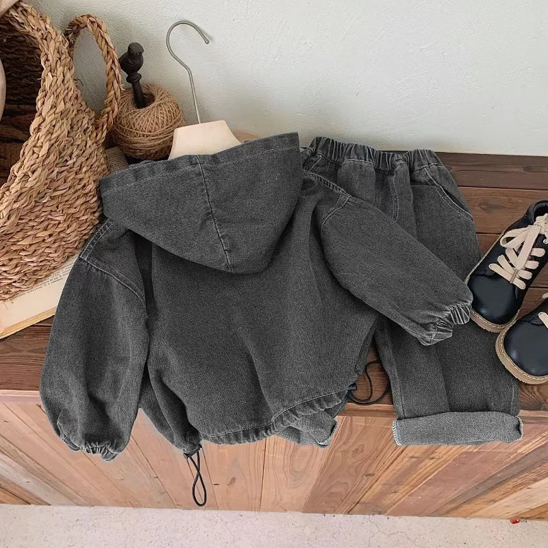 Denim Sweatshirt With Pants Set
