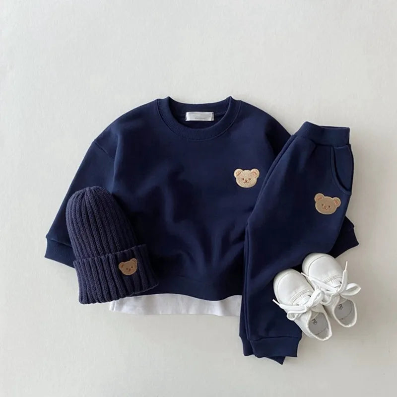 Cute Bear Sweatshirt & Trousers Set