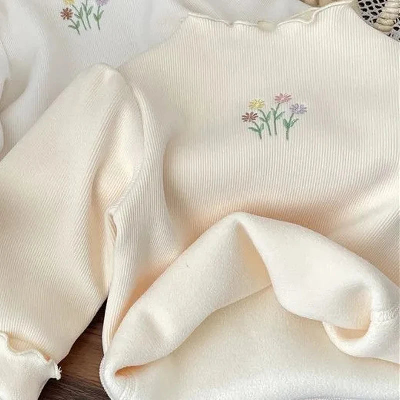 Girls Cotton Embroidery Warm Top