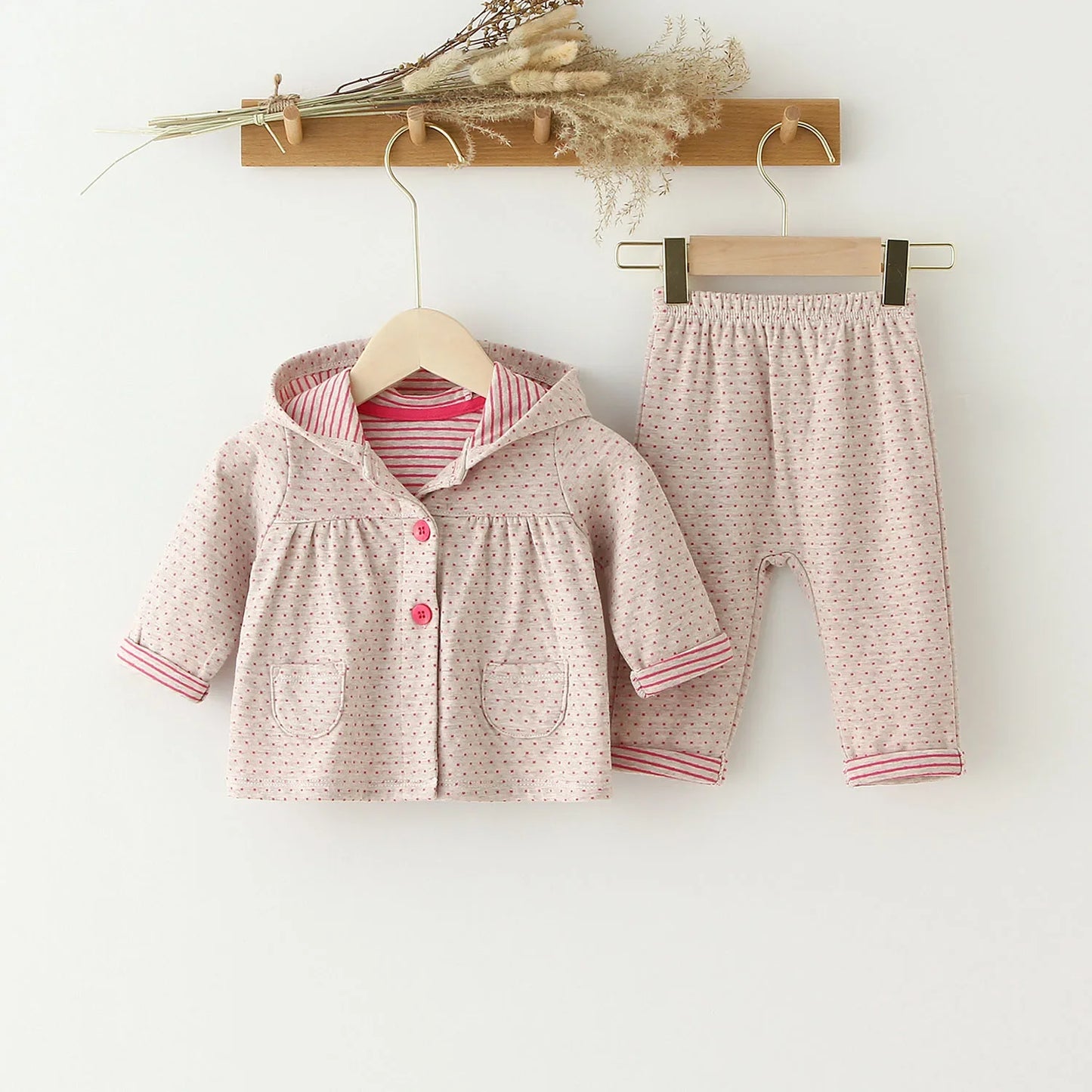 Hooded Knit Coat and Matching Pants Set