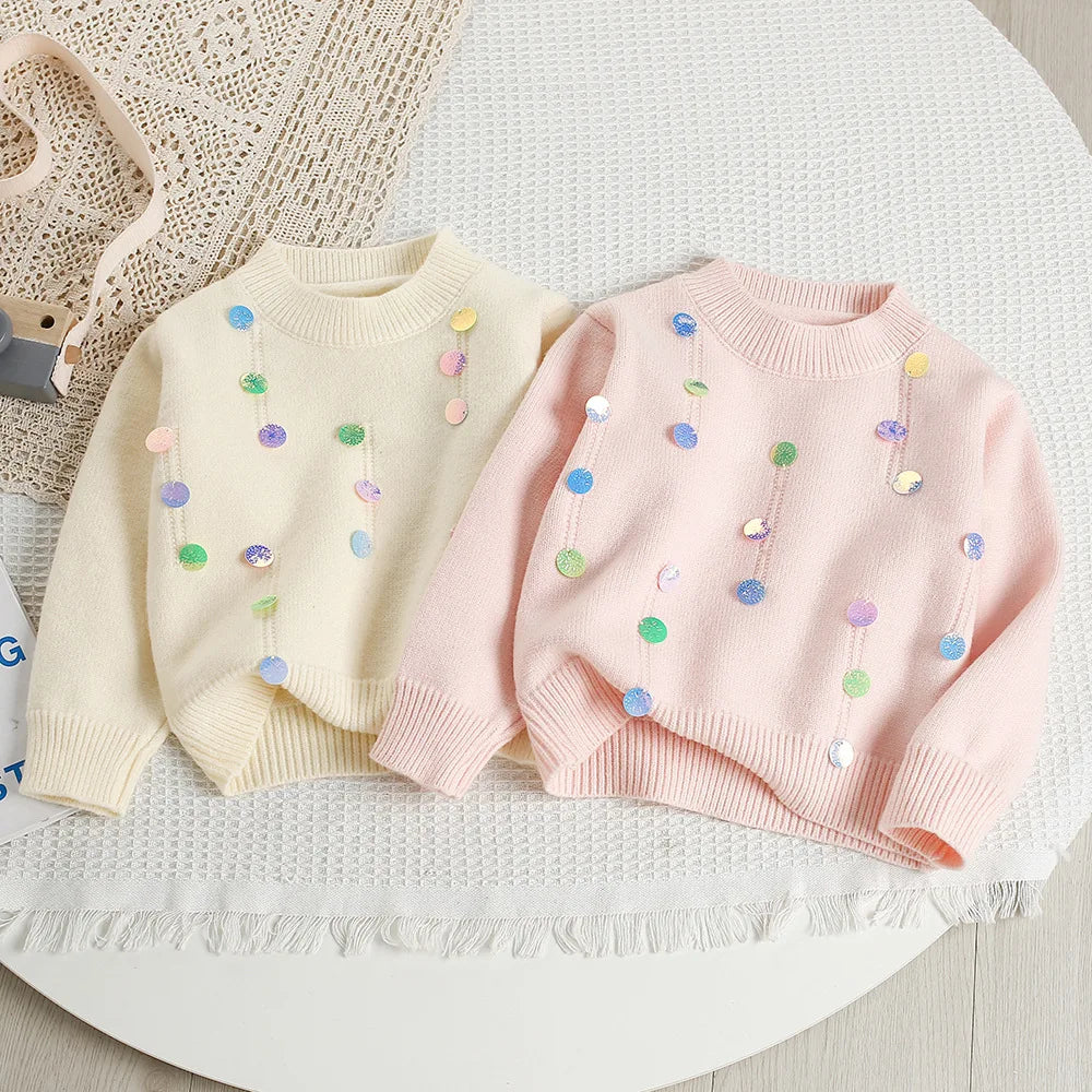 New Cute Colorful Sequins Knitwear & Tutu Skirt Set